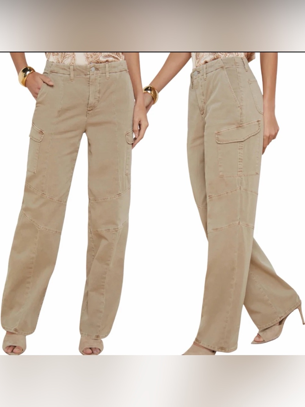 L’AGENCE Brooklyn High Rise Cargo Utility Pants Beige Size 25